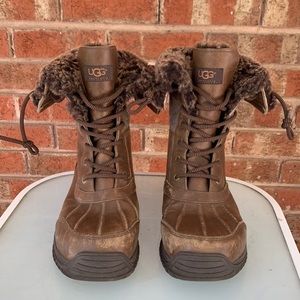 UGG Men’s Brown Leather Boots Size 10